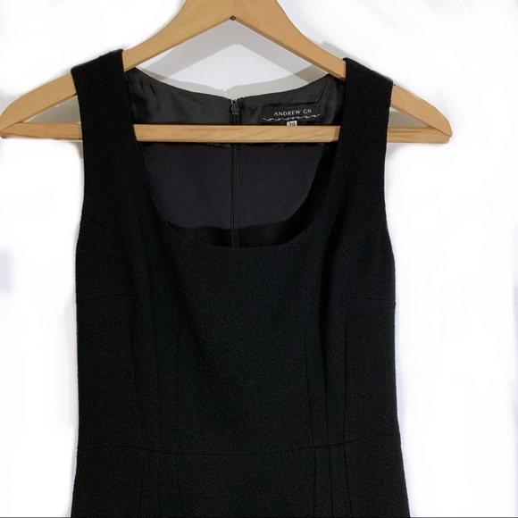 Andrew Gn Black Stretch Wool Sheath Dress - Picture 4 of 8